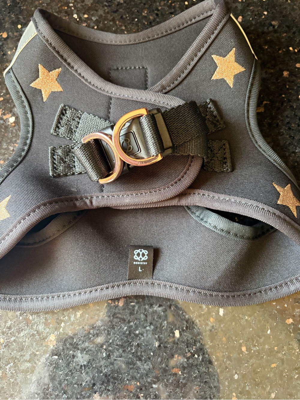 Star Accent Black Kids Harness with Rose Gold Buckle